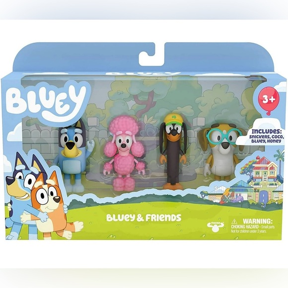 Bluey & Friends Action Figure 4-Pack Bluey Snickers Coco Honey New Sealed - Picture 1 of 11